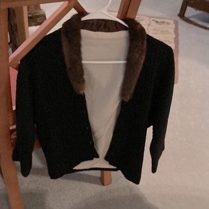 Vintage Mink, Black Sweater, Satin Lining, Size 4. 1940’s